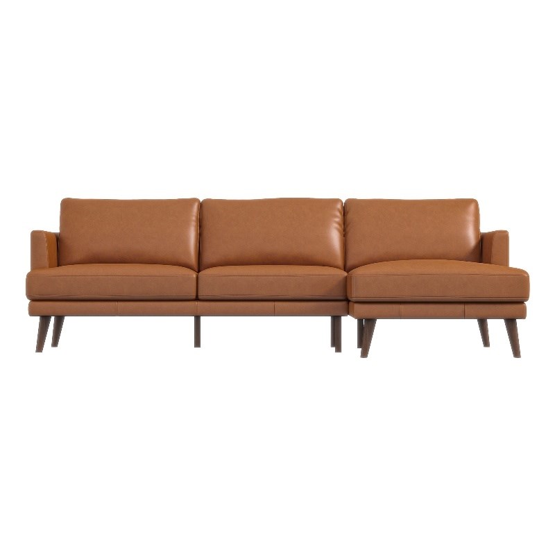 Isabel Modern Living Room Top Leather Corner Sectional Couch in Tan
