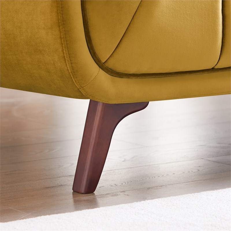 Allen Mid-Century Modern Tufted Back Velvet Sofa in Gold