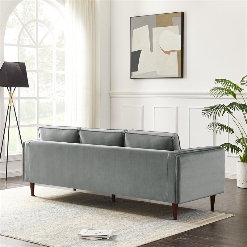 stakåndet Sump Gammeldags Hudson Mid Century Modern Style Sofa Couch for Living Room in Grey Velvet |  Homesquare