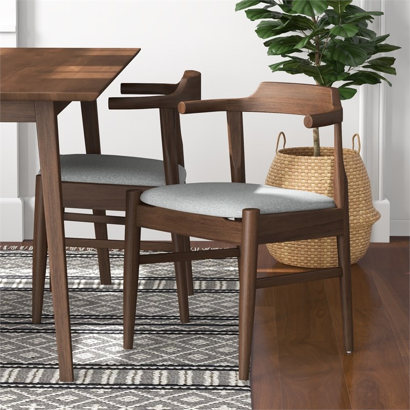 Dina Modern Solid Wood Walnut Dining Room & Kitchen Table and 4 Chair Set