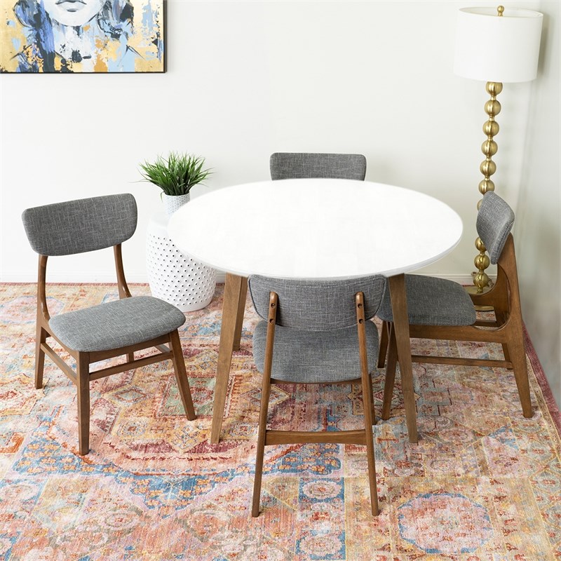 Eliana Modern Solid Wood Walnut Kitchen & Dining Room Table and Chairs for 4