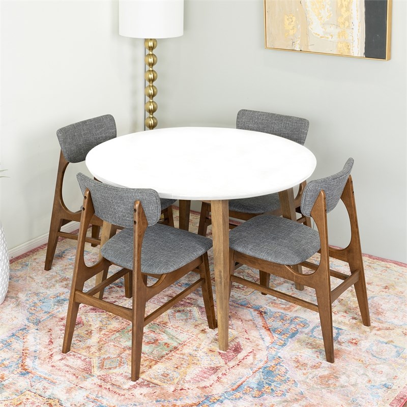 Eliana Modern Solid Wood Walnut Kitchen & Dining Room Table and Chairs for 4