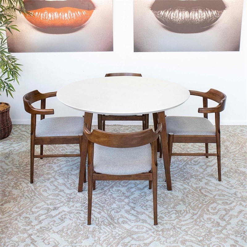 Jasper Modern Solid Wood Walnut Dining Room & Kitchen Table Set for 4