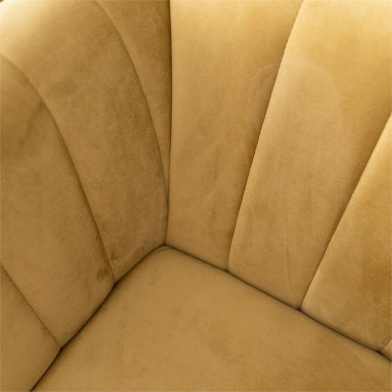 Kali Mid Century Modern Style Velvet Living Room Sofa in Yellow Mustard