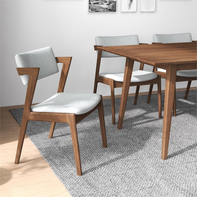 Dayra Modern Solid Wood Walnut Dining Room & Kitchen Table and Chairs Set of 4