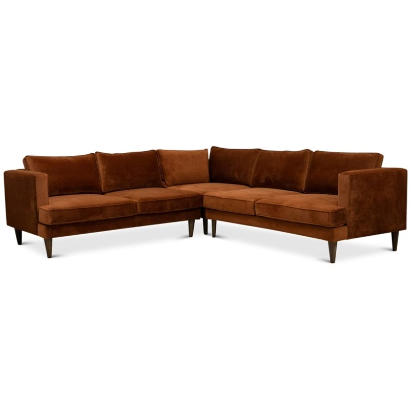 Rosalyn MidCentury Modern LShaped Pillow Back Velvet Corner Sofa in