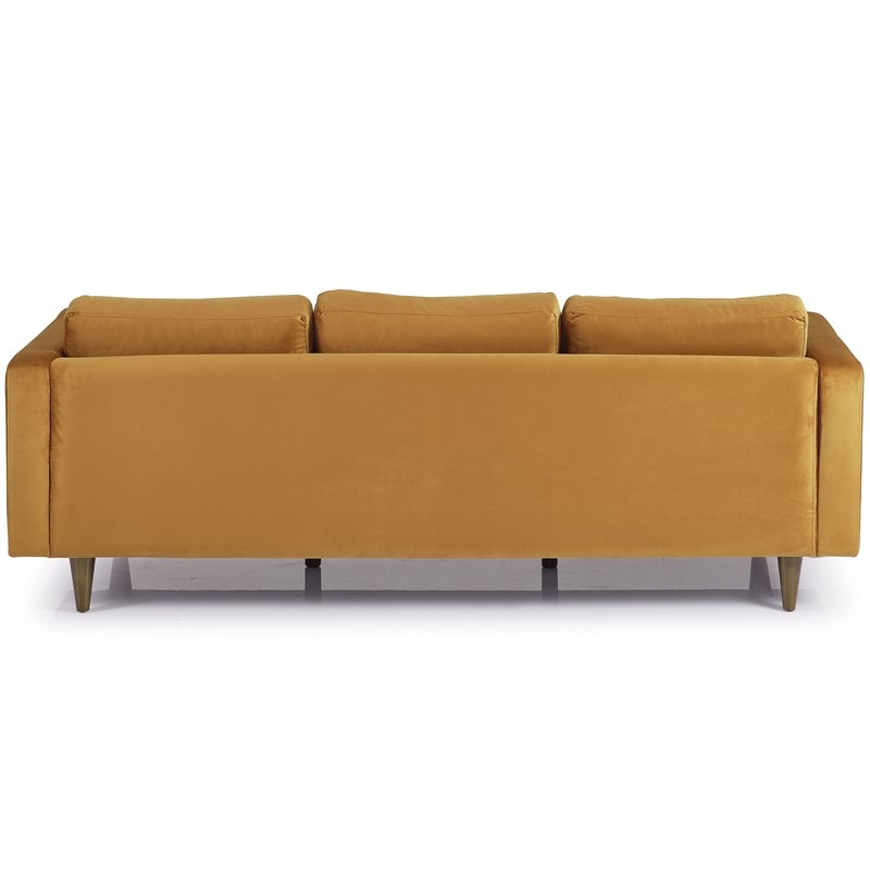 Mineola Mid-Century Pillow Back Velvet Upholstered Sofa in Gold