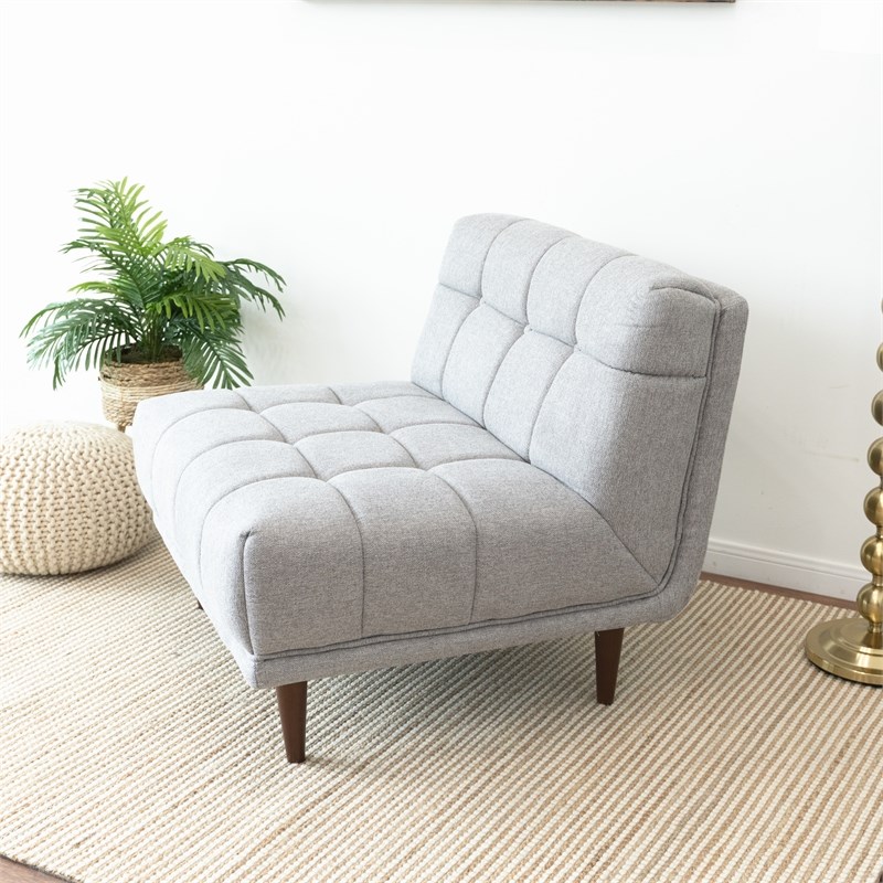 Alia Mid Century Modern  Tight Back Fabric Lounge Chair in Light Grey