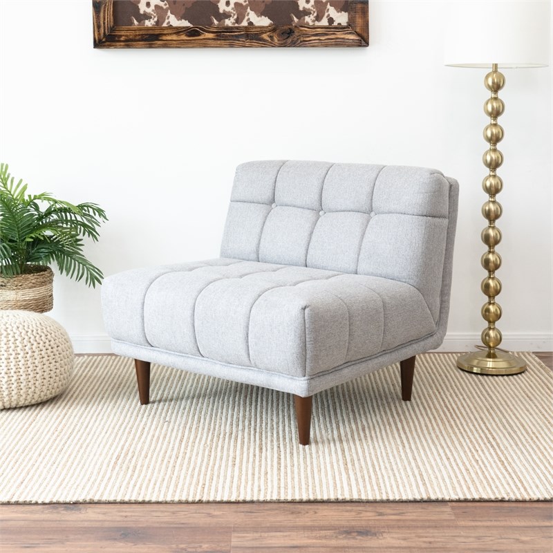 Alia Mid Century Modern  Tight Back Fabric Lounge Chair in Light Grey