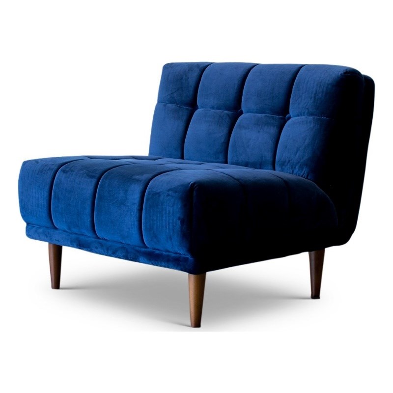 Alia Mid-Century Modern  Tight Back Velvet Lounge Chair  in Dark Blue