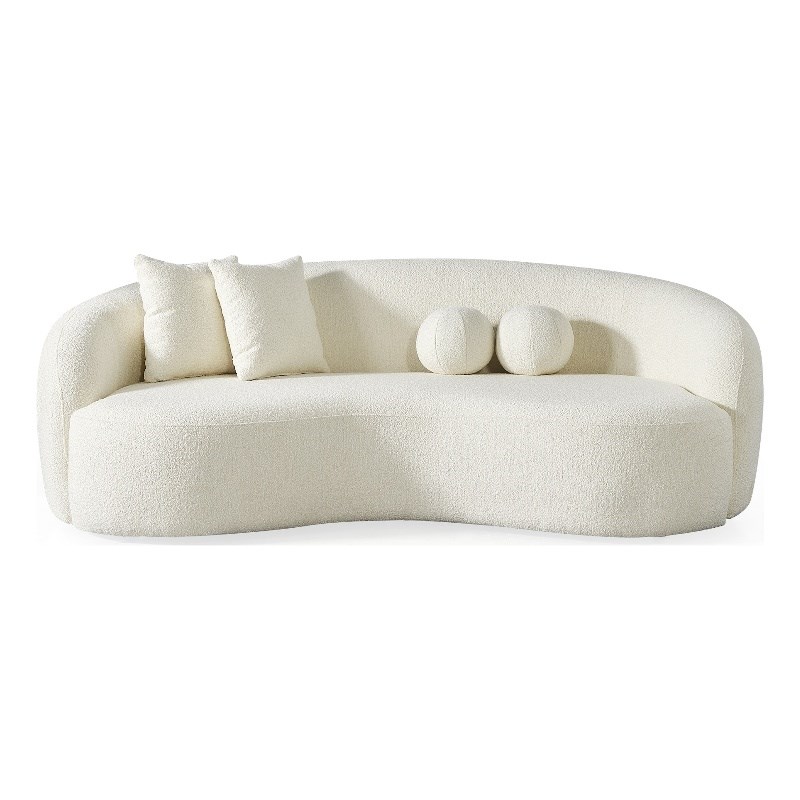 Bursa Japandi Style Luxury Modern Boucle Fabric Curvy Ivory Couch