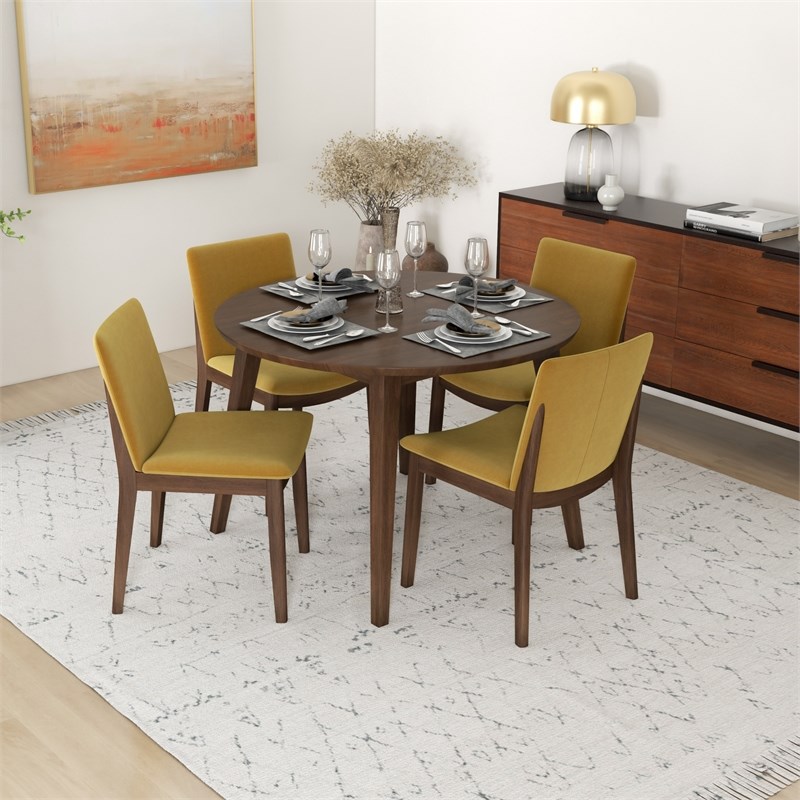 Pala Mid Century Modern Kitchen Solid Wood Walnut Table and Chairs for ...