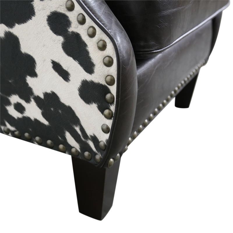 Wrangler Leather & Cow Pattern Accent Chair | Homesquare