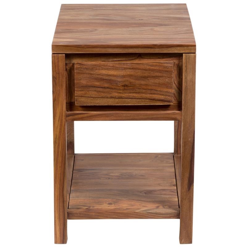 Urban MidCentury Modern Sheesham Wood End Table With Drawer Natural