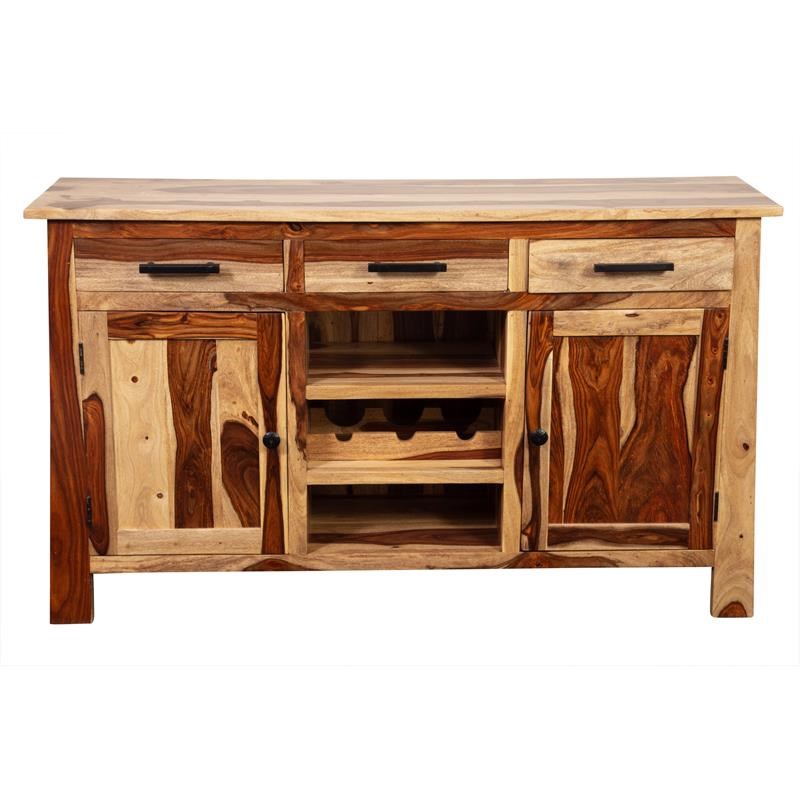Kalispell Solid Sheesham Wood Sideboard Bar Homesquare