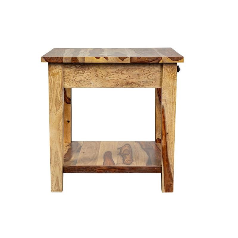 Porter Designs Taos Solid Sheesham Wood End Table with Drawer