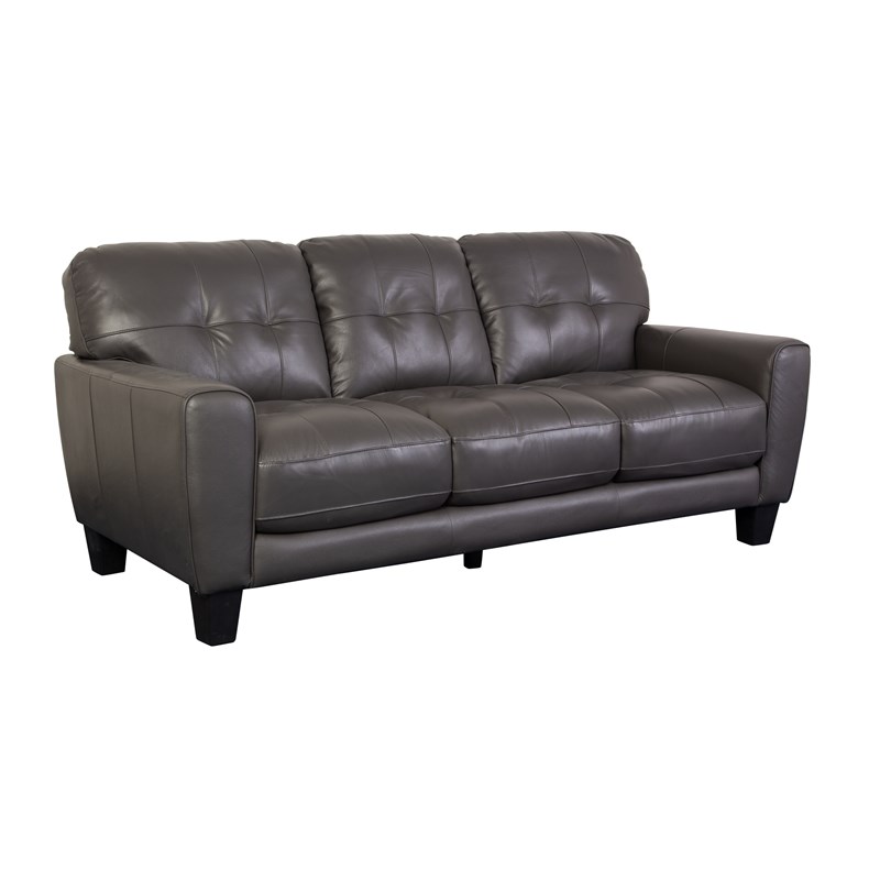 Penner Top Grain Leather Sofa Gray Homesquare