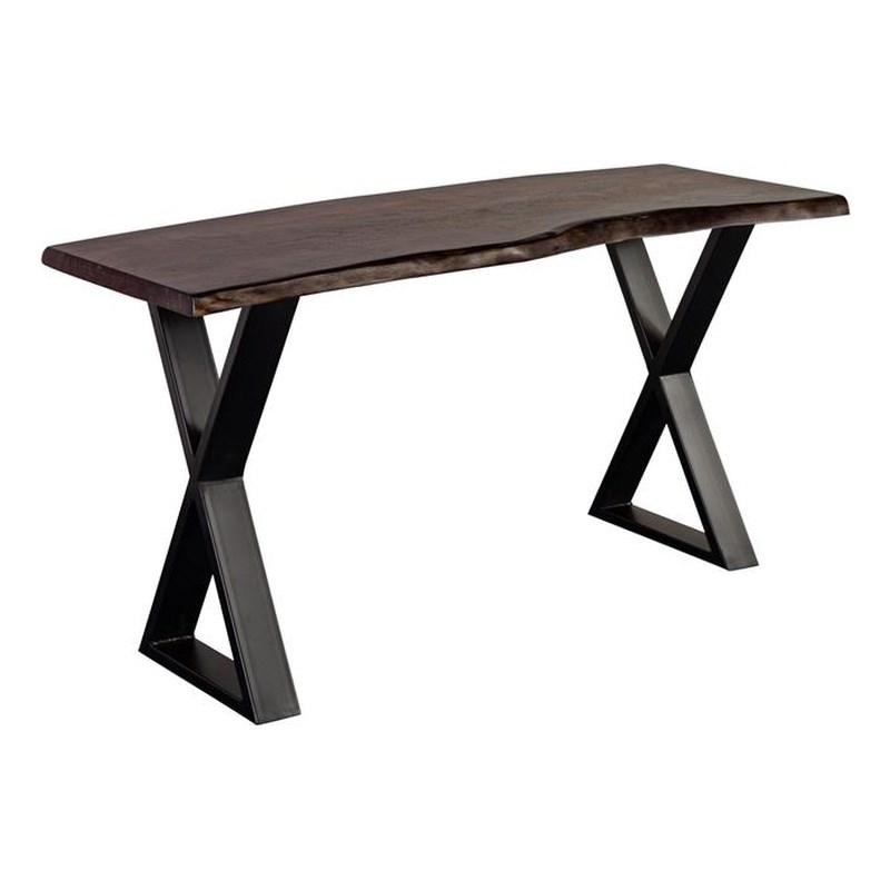 Porter Designs Manzanita Live Edge Solid Sheesham Wood Console Table - Gray
