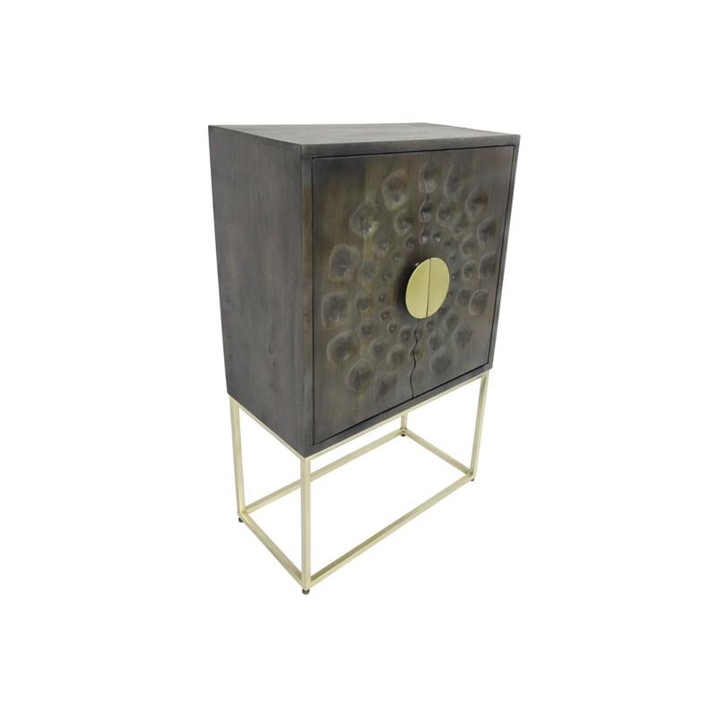 Porter Designs Solara Solid Mango Wood Cabinet - Gray