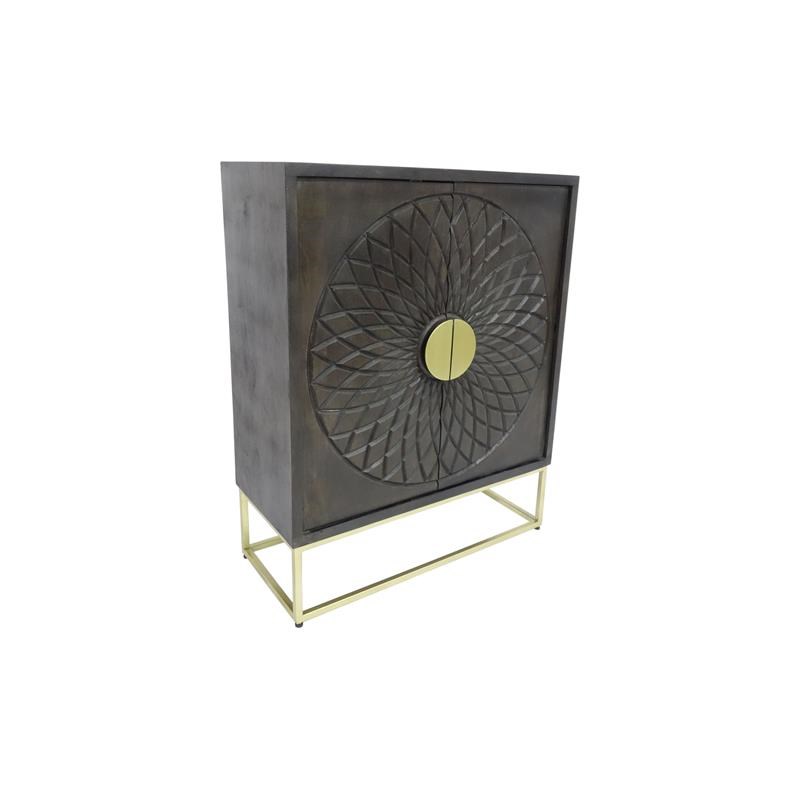 Porter Designs Parabola Solid Mango Wood Cabinet - Gray