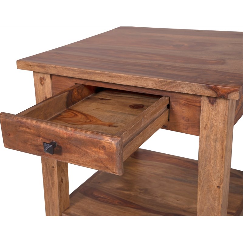 Porter Designs Taos Solid Sheesham Wood End Table - Brown