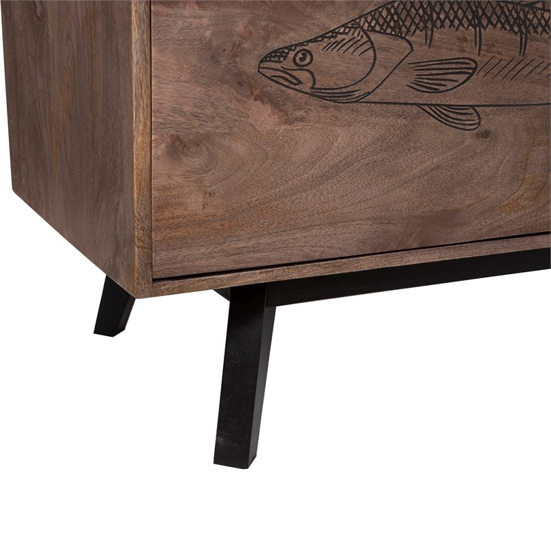 Porter Designs Fish Solid Wood Sideboard - Gray