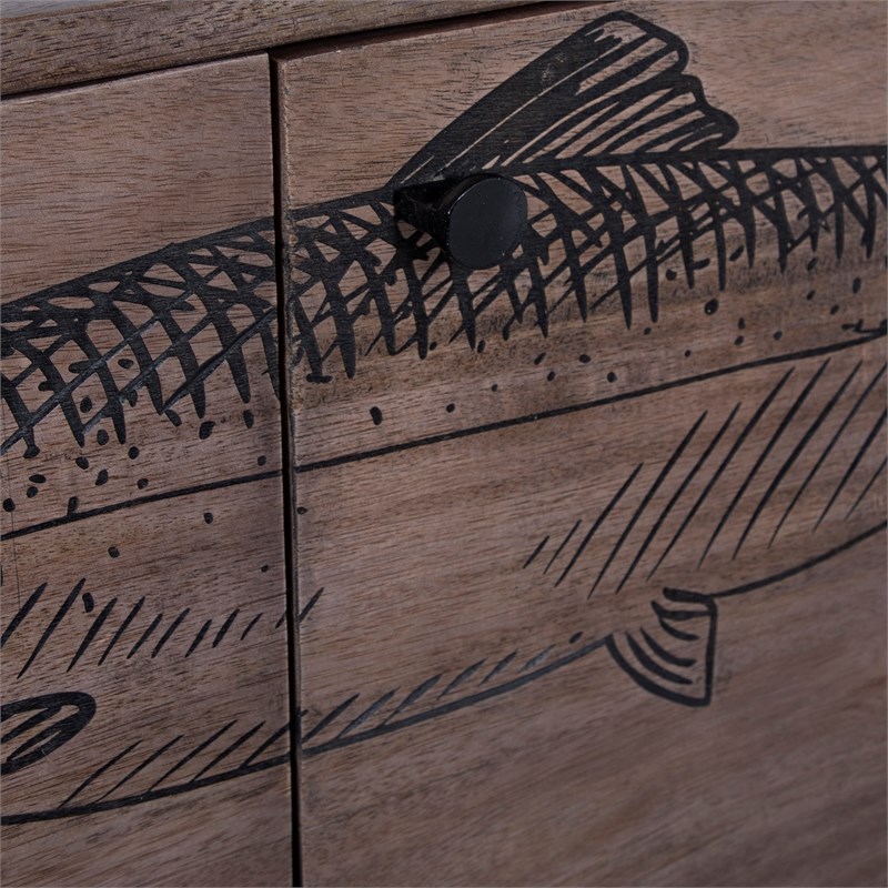 Porter Designs Fish Solid Wood Sideboard - Gray