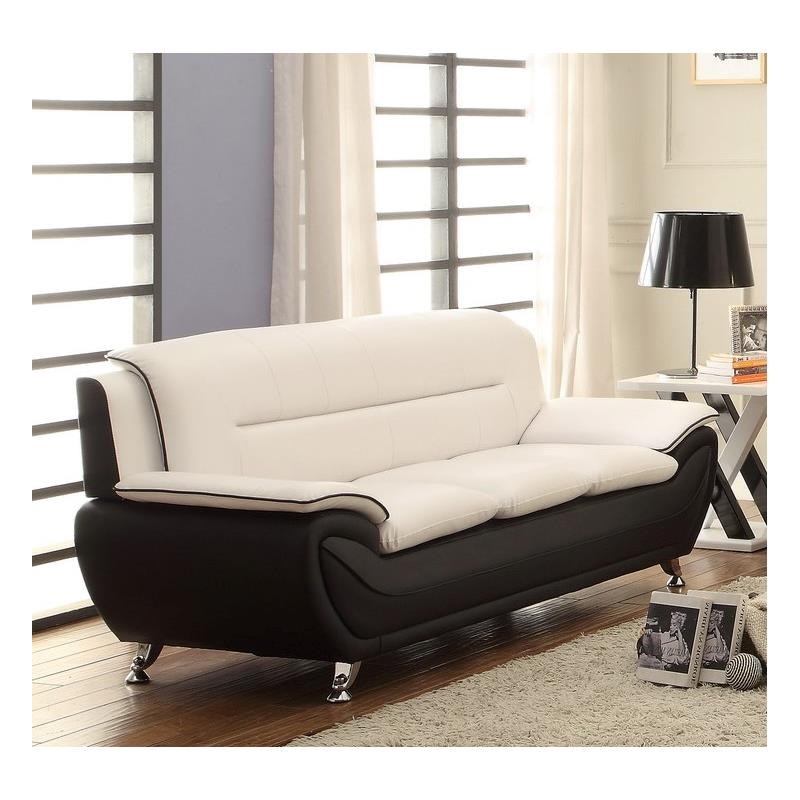 Kingway Furniture Montac Faux Leather Living Room Sofa - Black/Beige