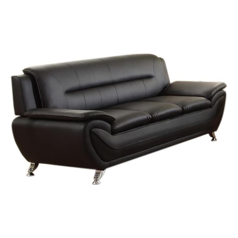 Kingway Furniture Ashely Faux Leather Living Room Sofa Black Homesquare