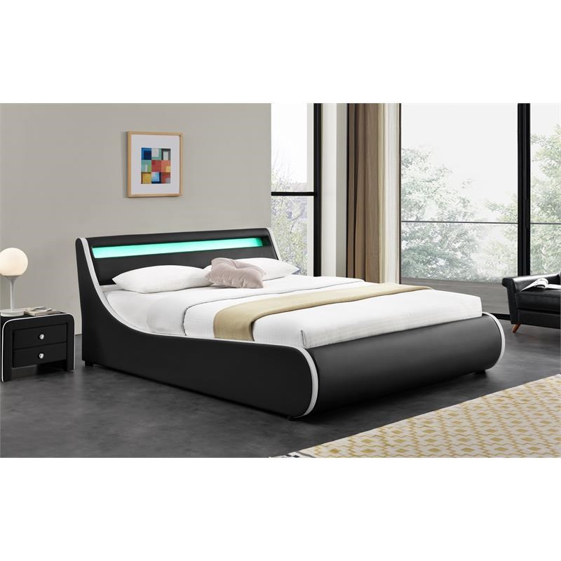 Kingway Furniture Grafton Led Storage Platform Cal King Bed In Black White 1891 Ck Kingway Furniture Grafton Led Storage, Cal King Platform Bed With Storage