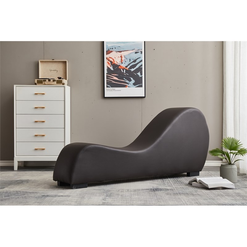 Kingway Furniture Kolar Faux Leather Yoga Relaxing Chaise in Brown