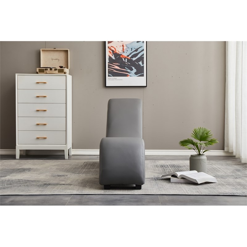 Kingway Furniture Kolar Faux Leather Yoga Relaxing Chaise in Gray