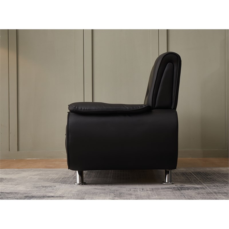 Kingway Furniture Lilian Faux Leather Livingroom Loveseat in Black