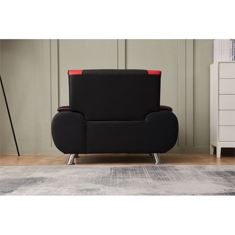 Kingway Furniture Lilian Faux Leather Livingroom Chair in BlackRed