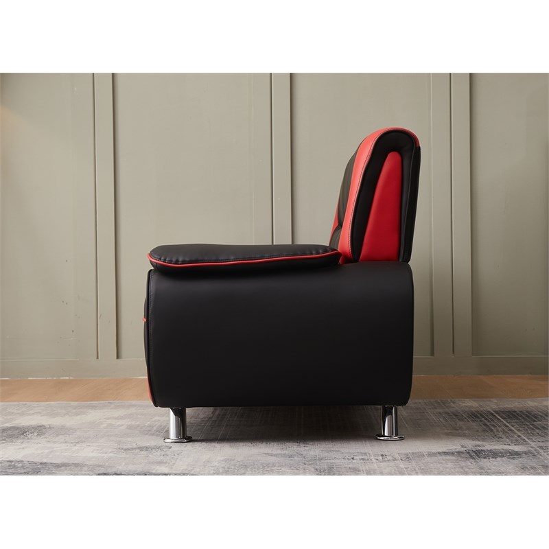 Kingway Furniture Lilian Faux Leather Livingroom Chair in BlackRed