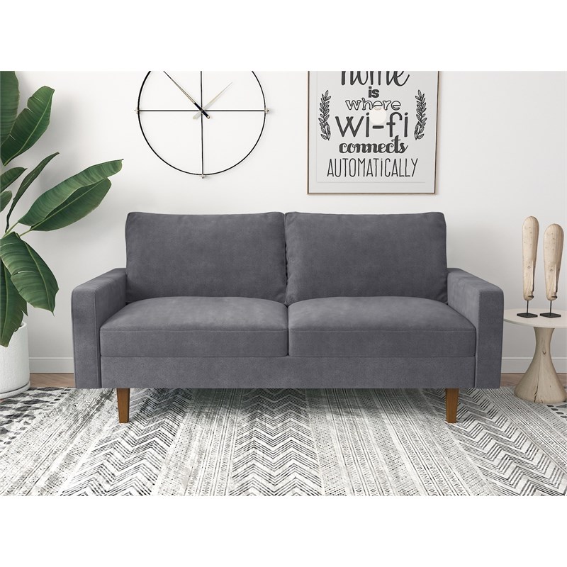 Kingway Furniture Ameli Velvet Living Room Sofa in Gray