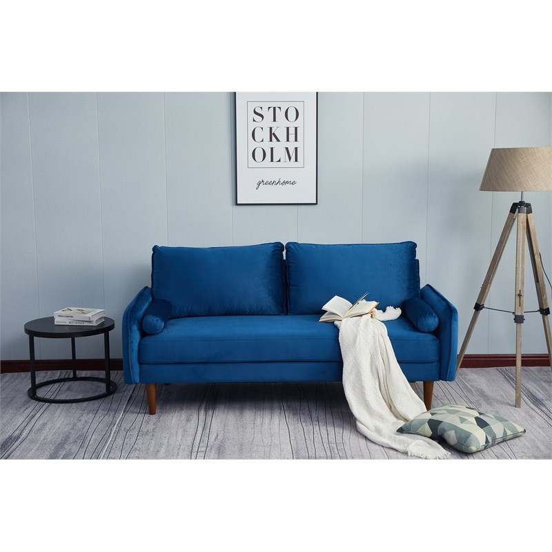 Kingway Furniture Baron Velvet Living Room Sofa in Blue
