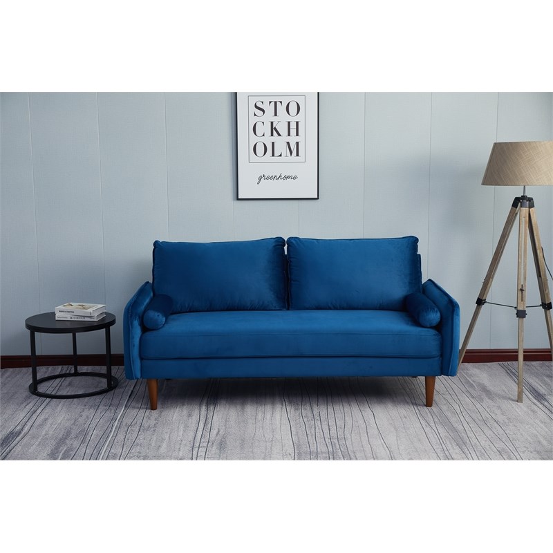 Kingway Furniture Baron Velvet Living Room Sofa in Blue