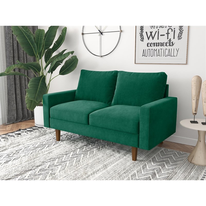 Kingway Furniture Ameli Velvet Living Room Loveseat in Green