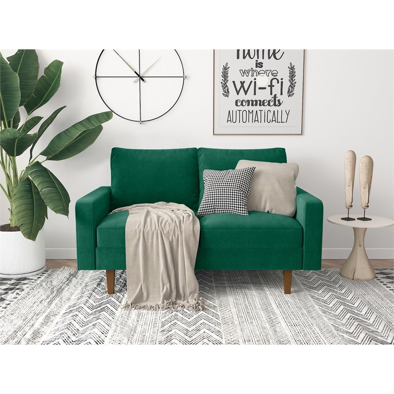 Kingway Furniture Ameli Velvet Living Room Loveseat in Green