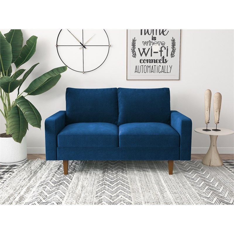 Kingway Furniture Ameli Velvet Living Room Loveseat in Blue