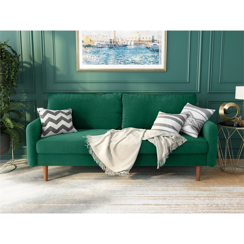 Kingway Furniture Aurora Velvet Living Room Sofa in Green