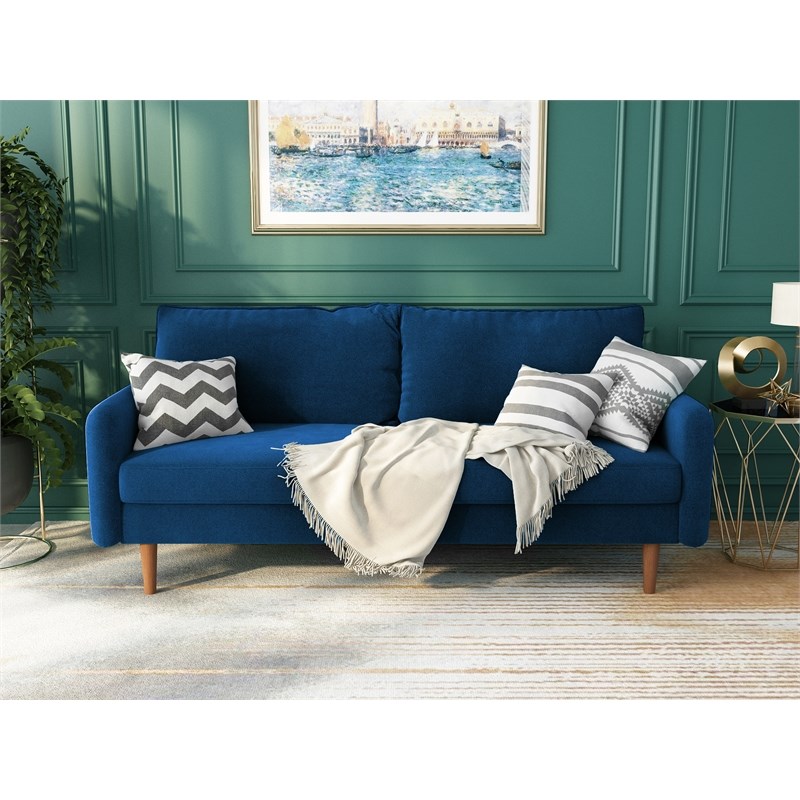 Kingway Furniture Aurora Velvet Living Room Sofa in Space Blue