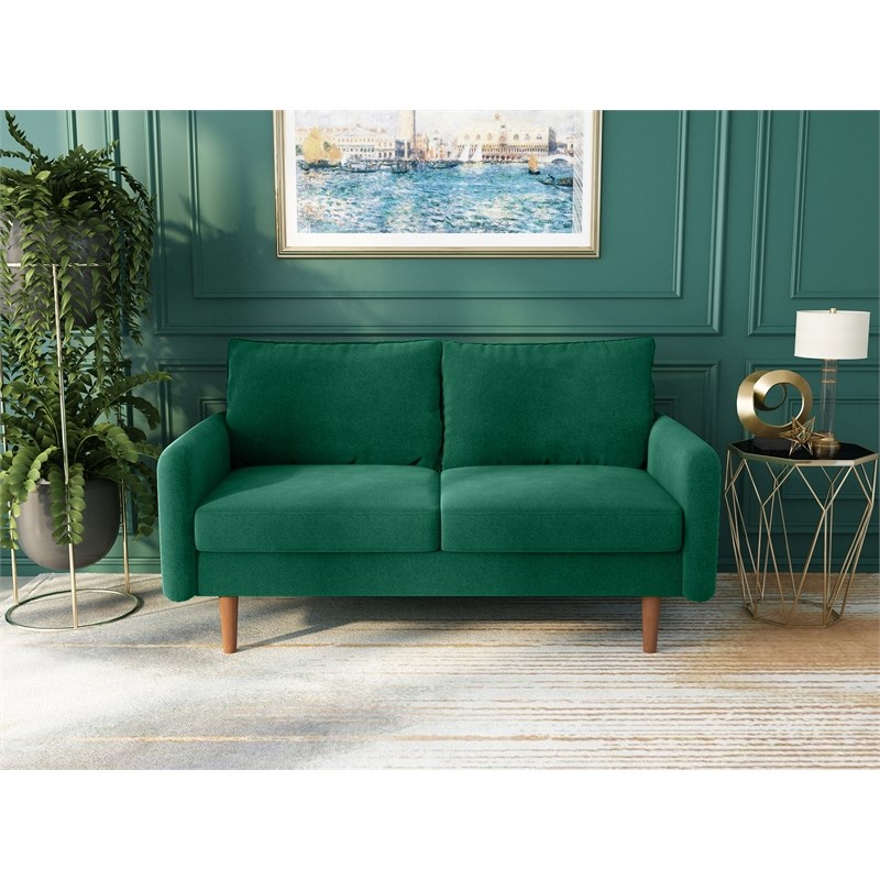 Kingway Furniture Aurora Velvet Living Room Loveseat in Green