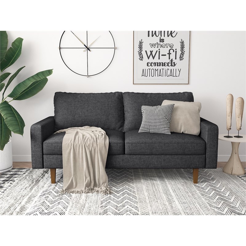 Kingway Furniture Ashton Linen Living Room Sofa in Dark Gray