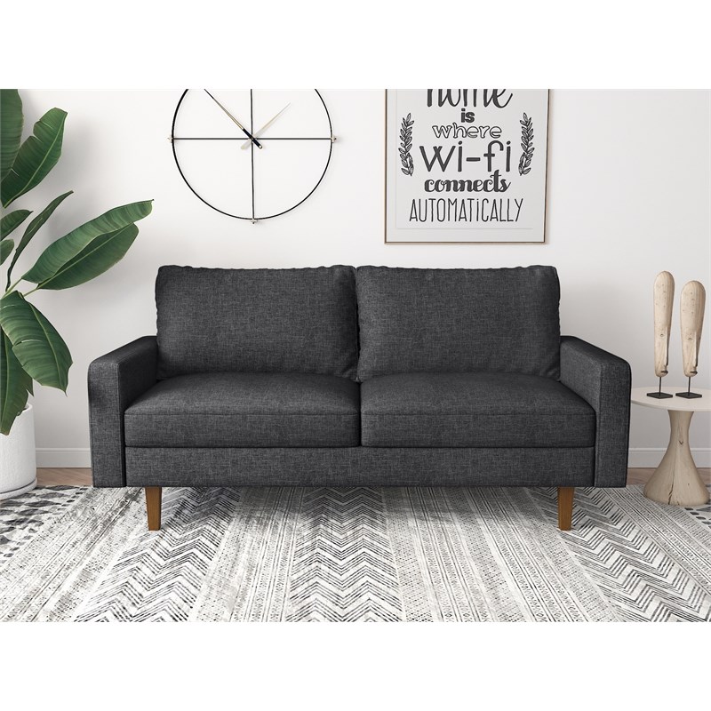 Kingway Furniture Ashton Linen Living Room Sofa in Dark Gray