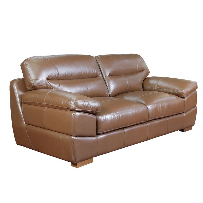 Sunset Trading Jayson 3-Piece Top-Grain Leather Living Room Set in Chestnut