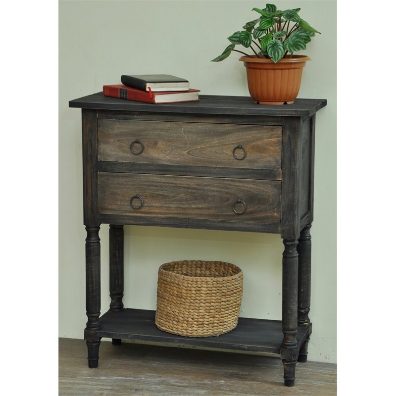 Sunset Trading Cottage Stacked Drawer Wood Storage Table in Raftwood Brown