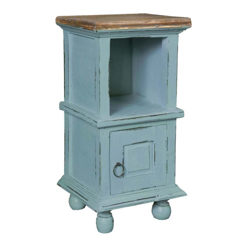 Sunset Trading Cottage Coastal Wood Table in Two Tone Beach Blue and Brown