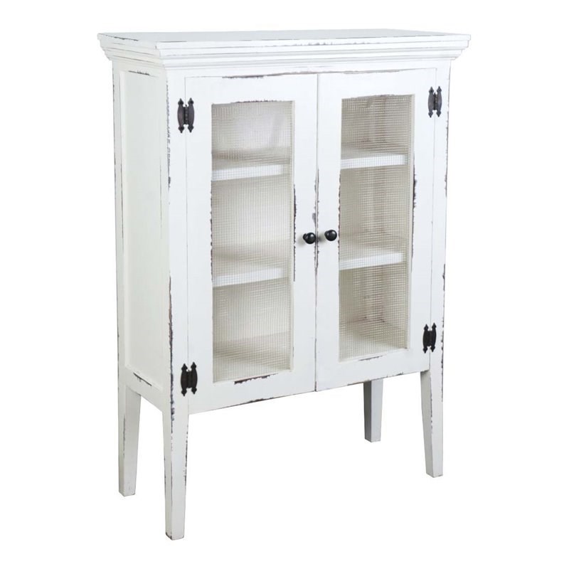 Sunset Trading Cottage 2-Door Farmhouse Wood Accent Cabinet in Whitewash